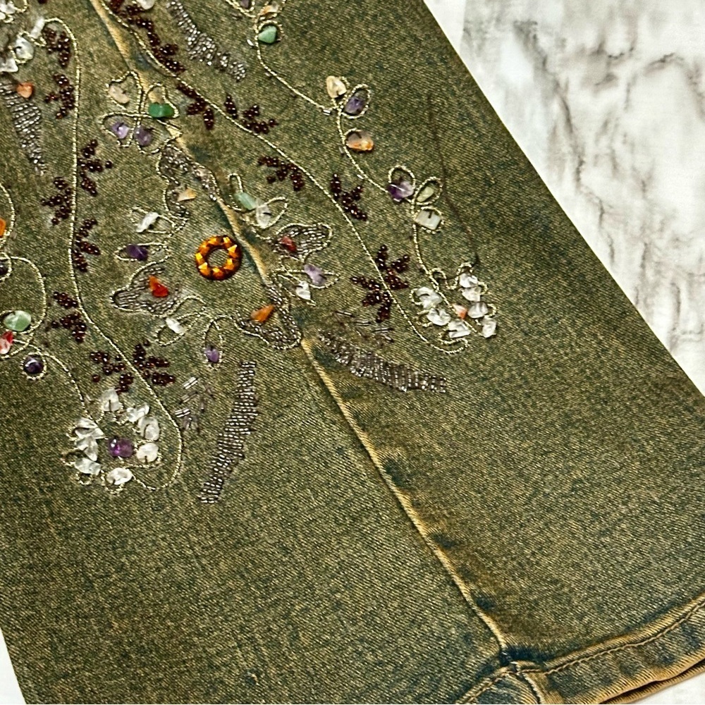 AZI Women’s Embroidered Boho Denim Blue Jeans Sz 32 Hippy Vintage Vibes Cowgirl - Picture 9 of 15